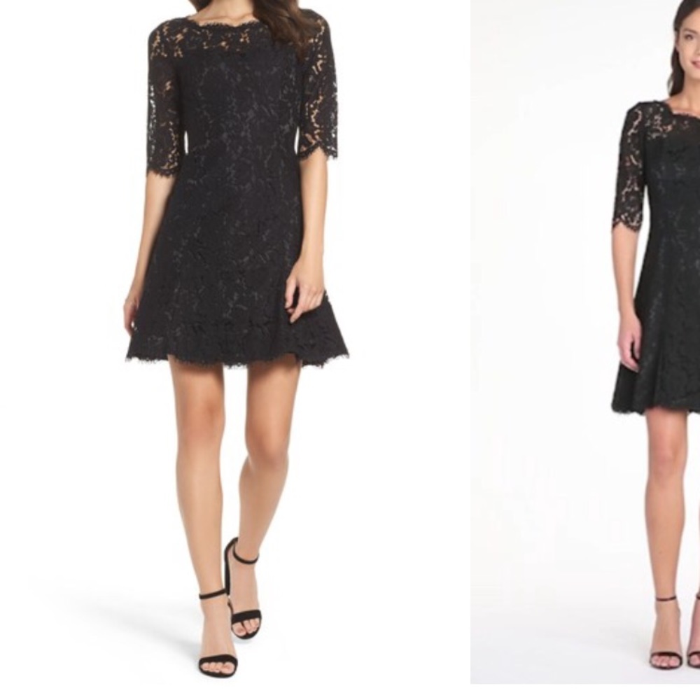 Eliza J Lace Fit & Flare Dress